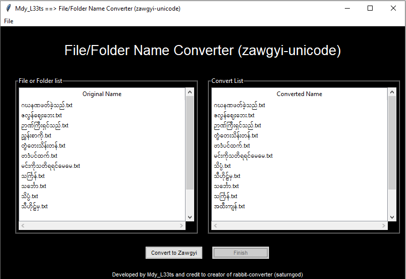 GitHub sengkyaut/FFNC File (or) Folder Name Converter (zawgyiunicode)