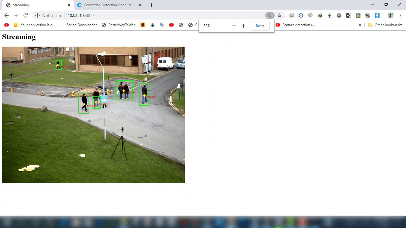 Flask Streaming Pedestrians Detection Using Python Opencv