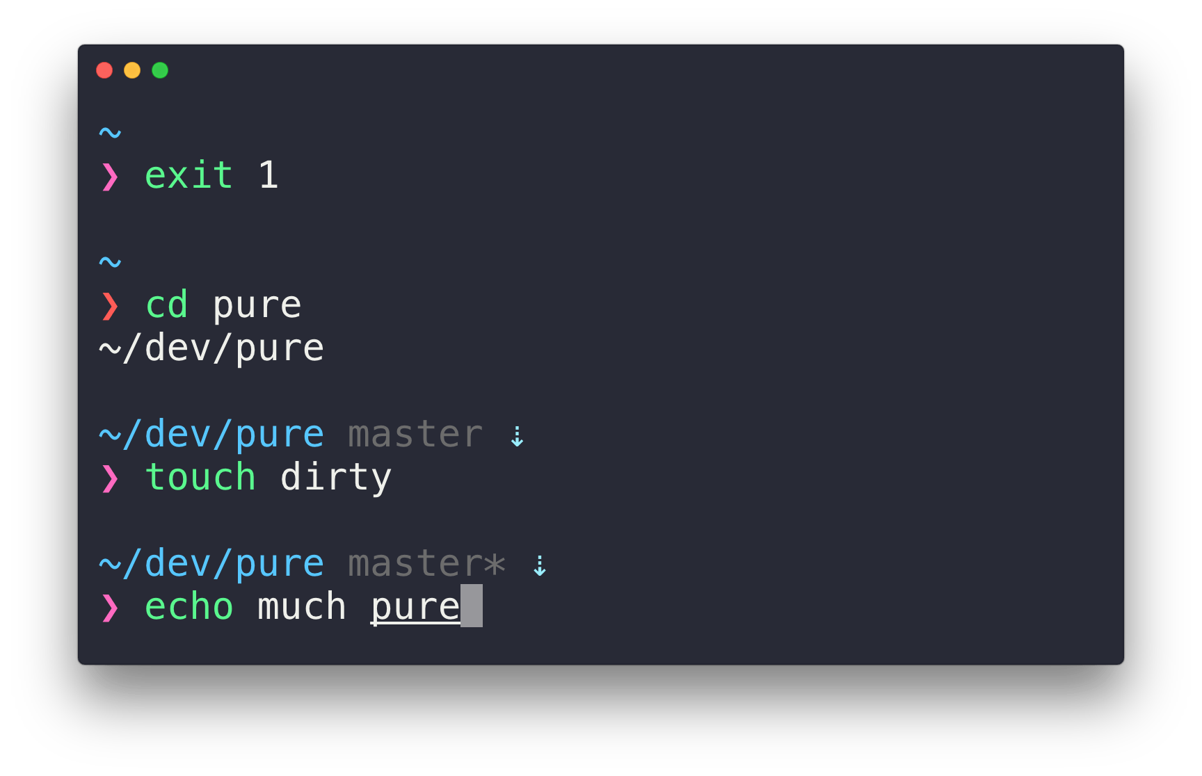 sindresorhus/pure Pretty, minimal and fast ZSH prompt