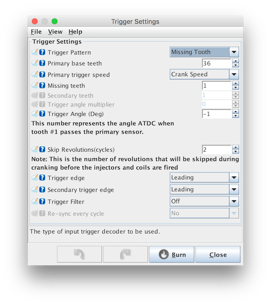 Trigger Setup Speeduino