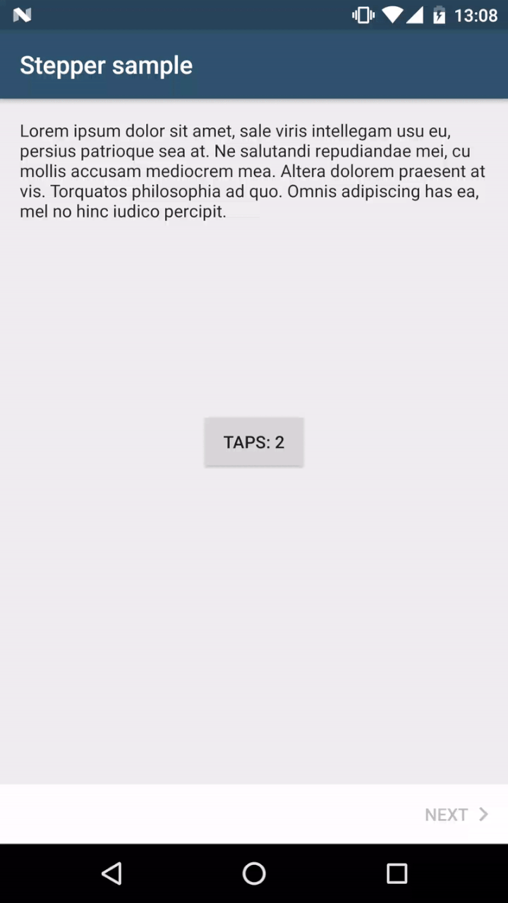 Android Material Stepper Sample Code and Directory of libraries for