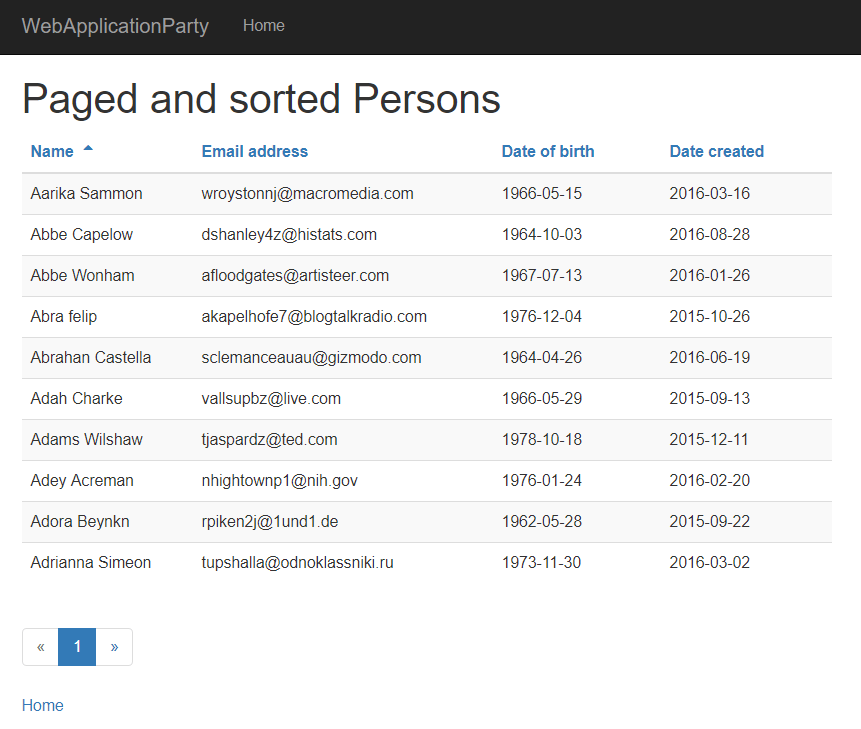 Paging and sorting pattern for nonJavascript and Datatables