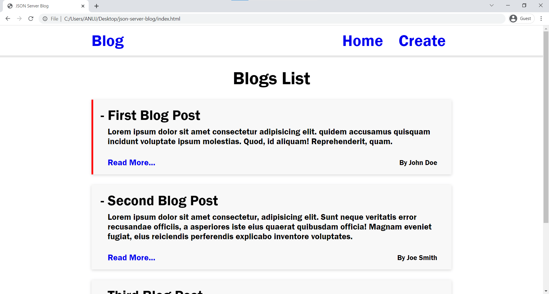GitHub theanujdev/jsonserverblog Blog website made using json