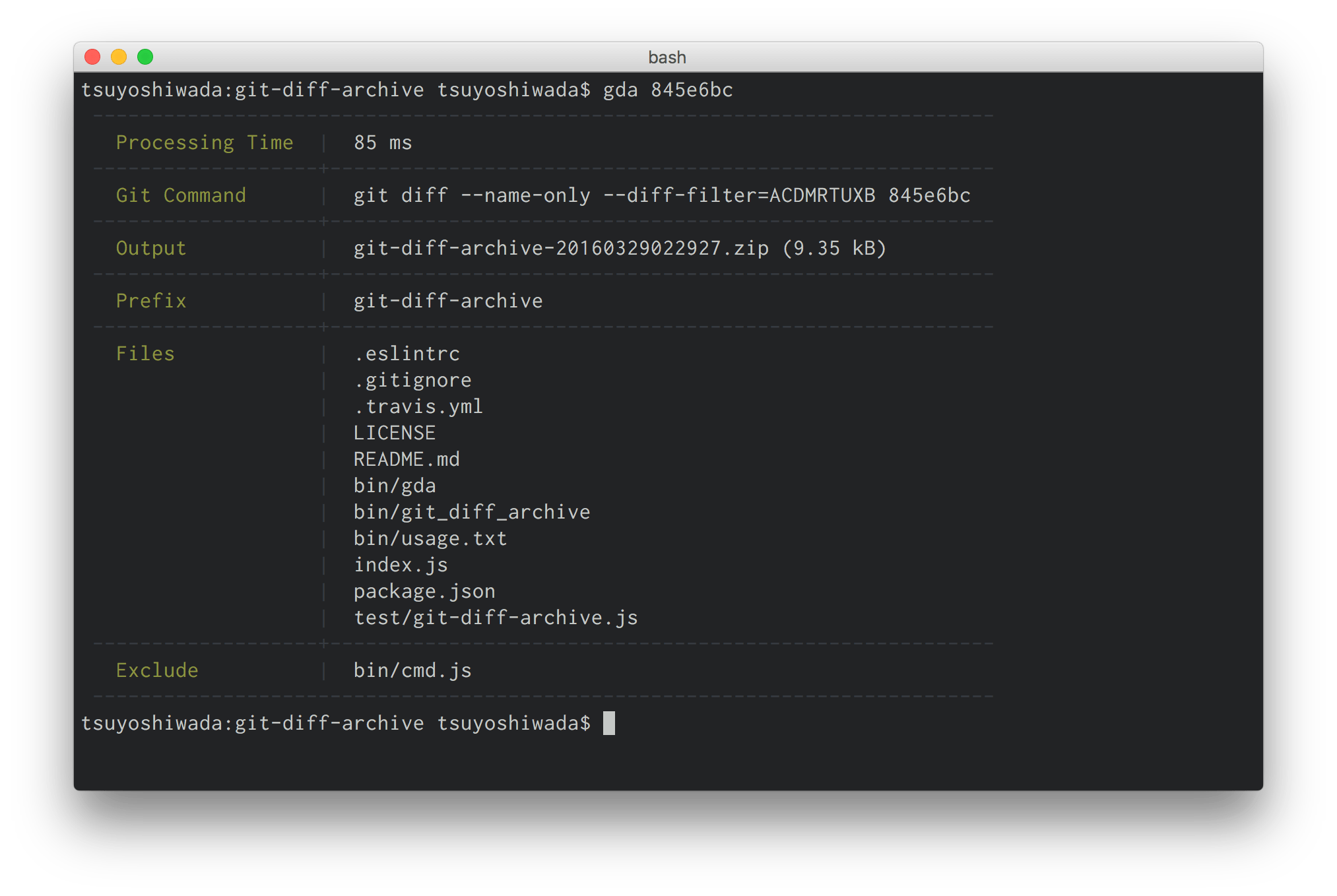 gitdiffarchive npm