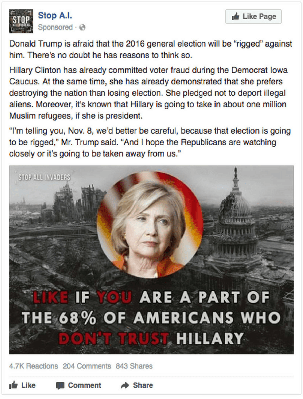 Donald Trump is afraid that the 2016 gen… · Research Agency Ads