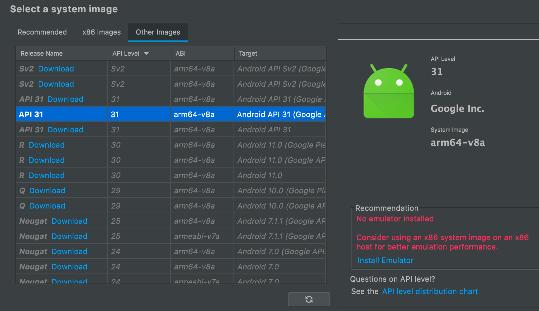 M1에서 ARM64 안드로이드 에뮬레이터 실행 Ben’space