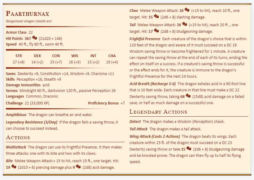 Obsidian 5e Statblocks