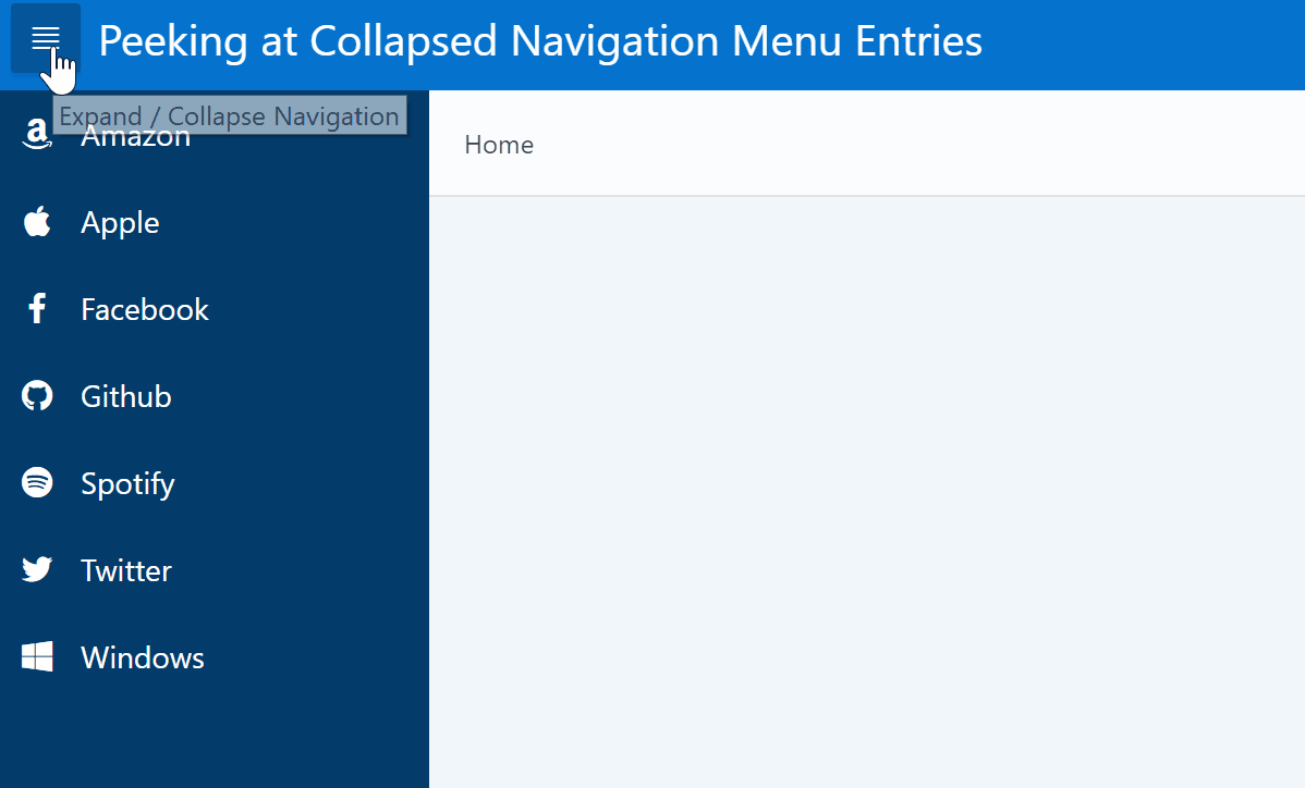 Peeking at Collapsed Navigation Menu Entries