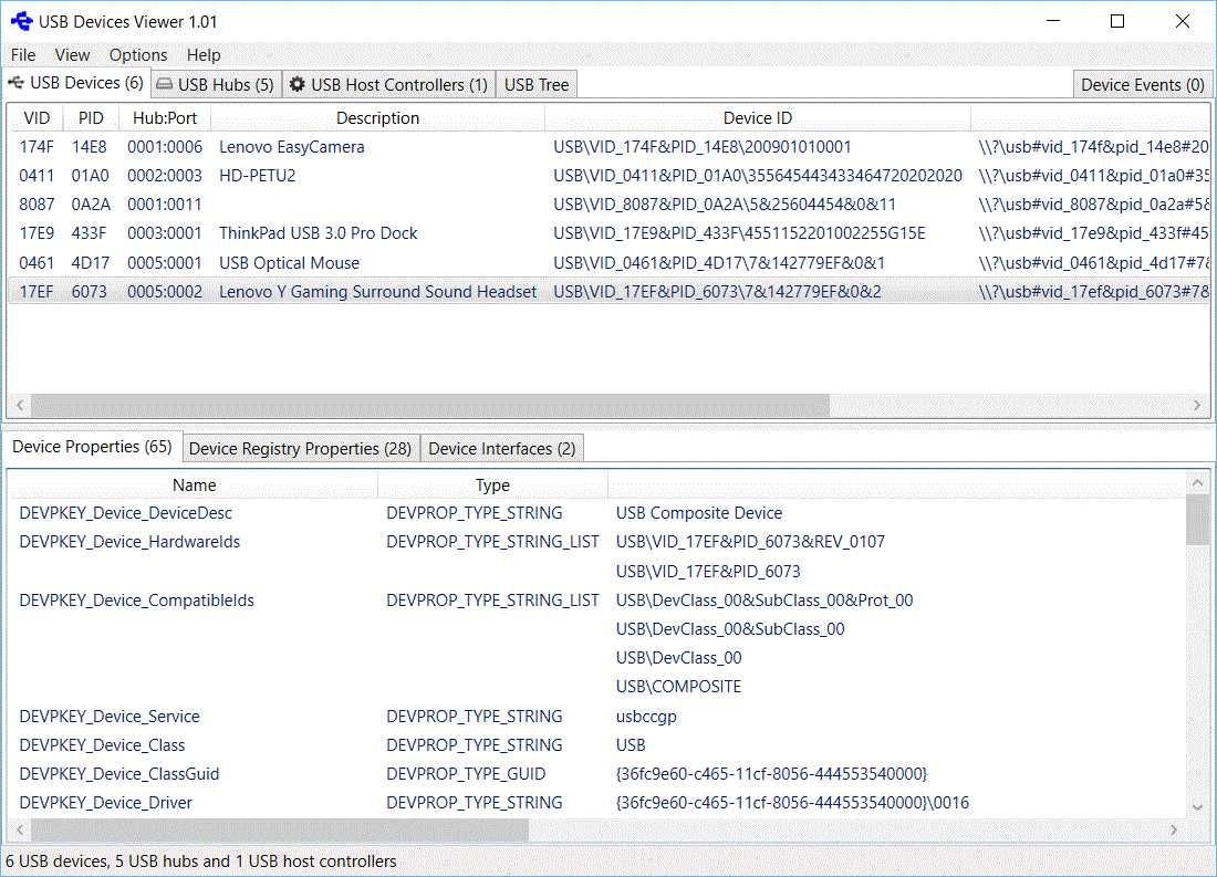 GitHub vurdalakov/usbdevices library and UI tool that list all