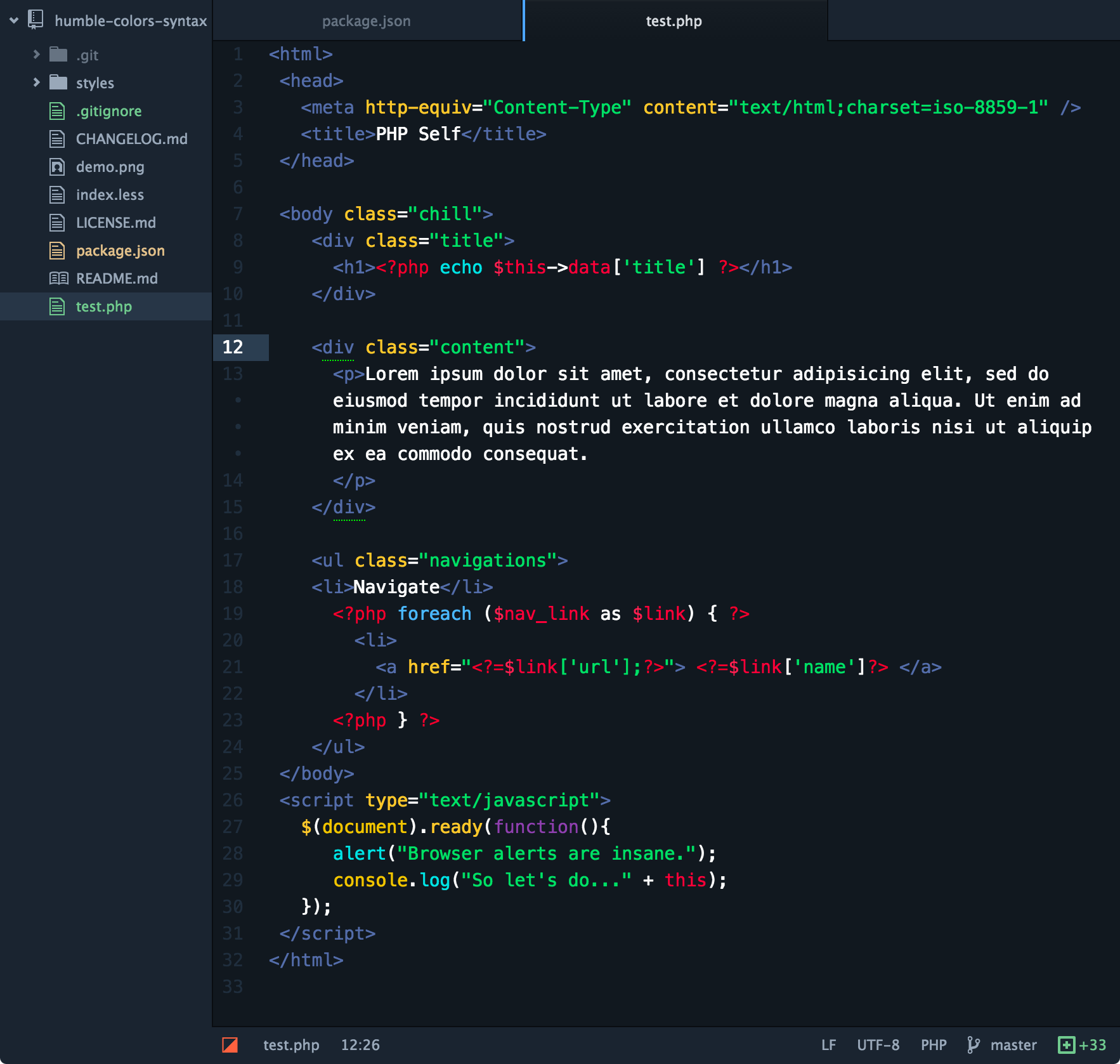 Humble Colors Syntax