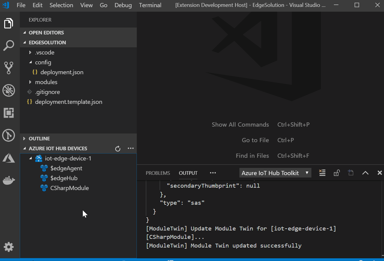 Azure IoT Toolkit supports IoT Hub Module Management (Module Twin