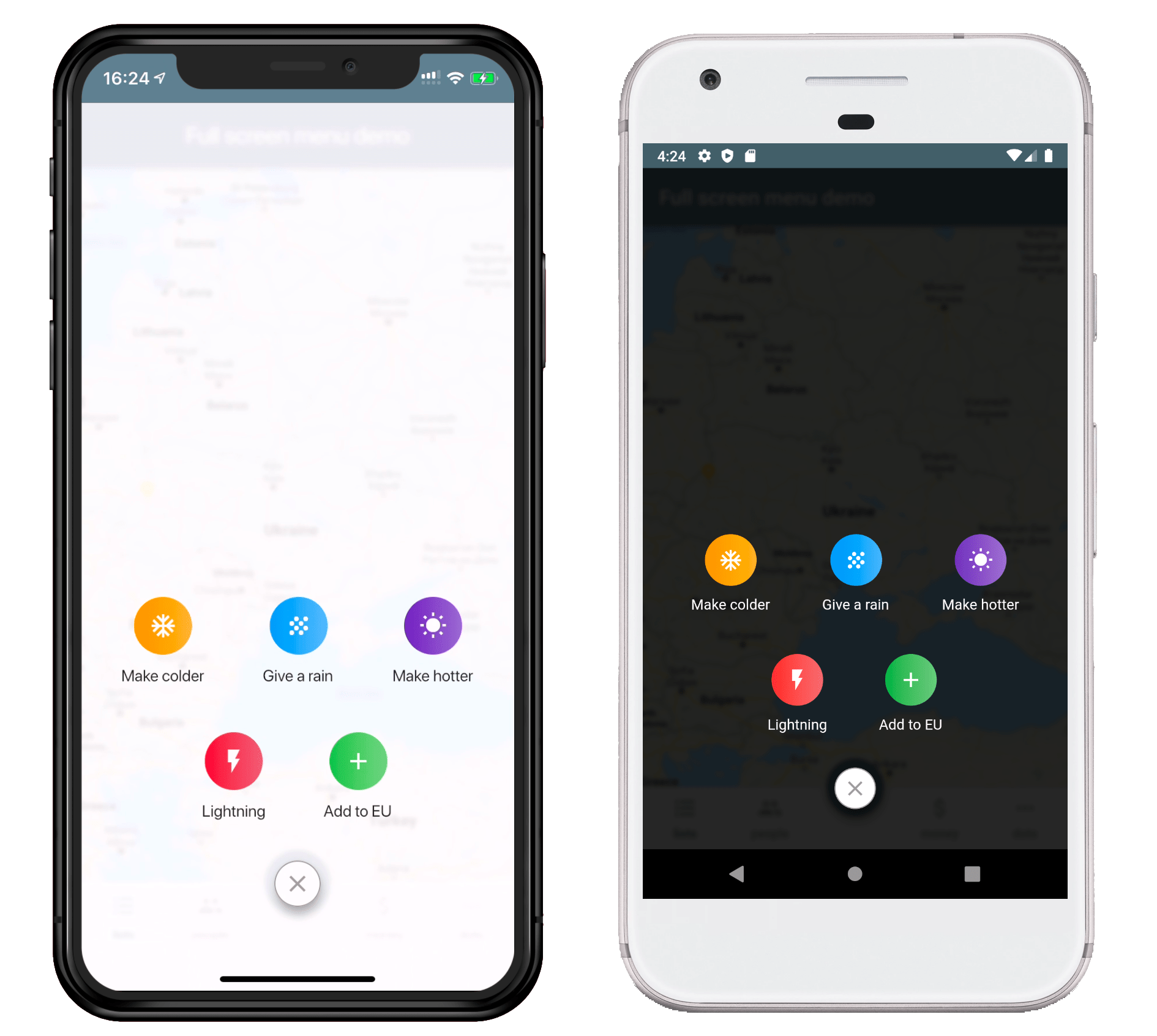 Full Screen menu for Flutter apps Download Source Code on GitHub
