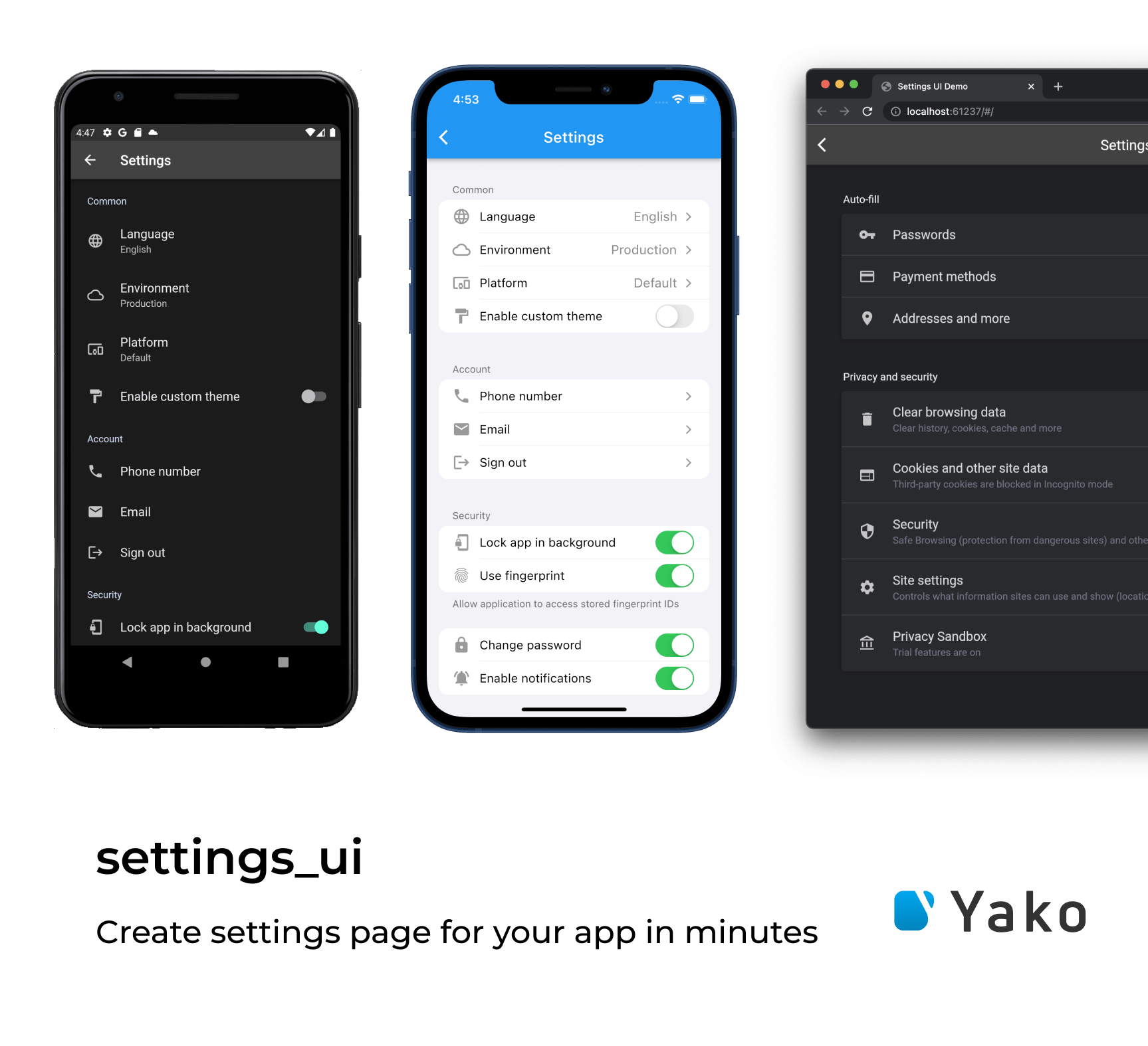 GitHub yakodev/fluttersettingsui Create native settings for