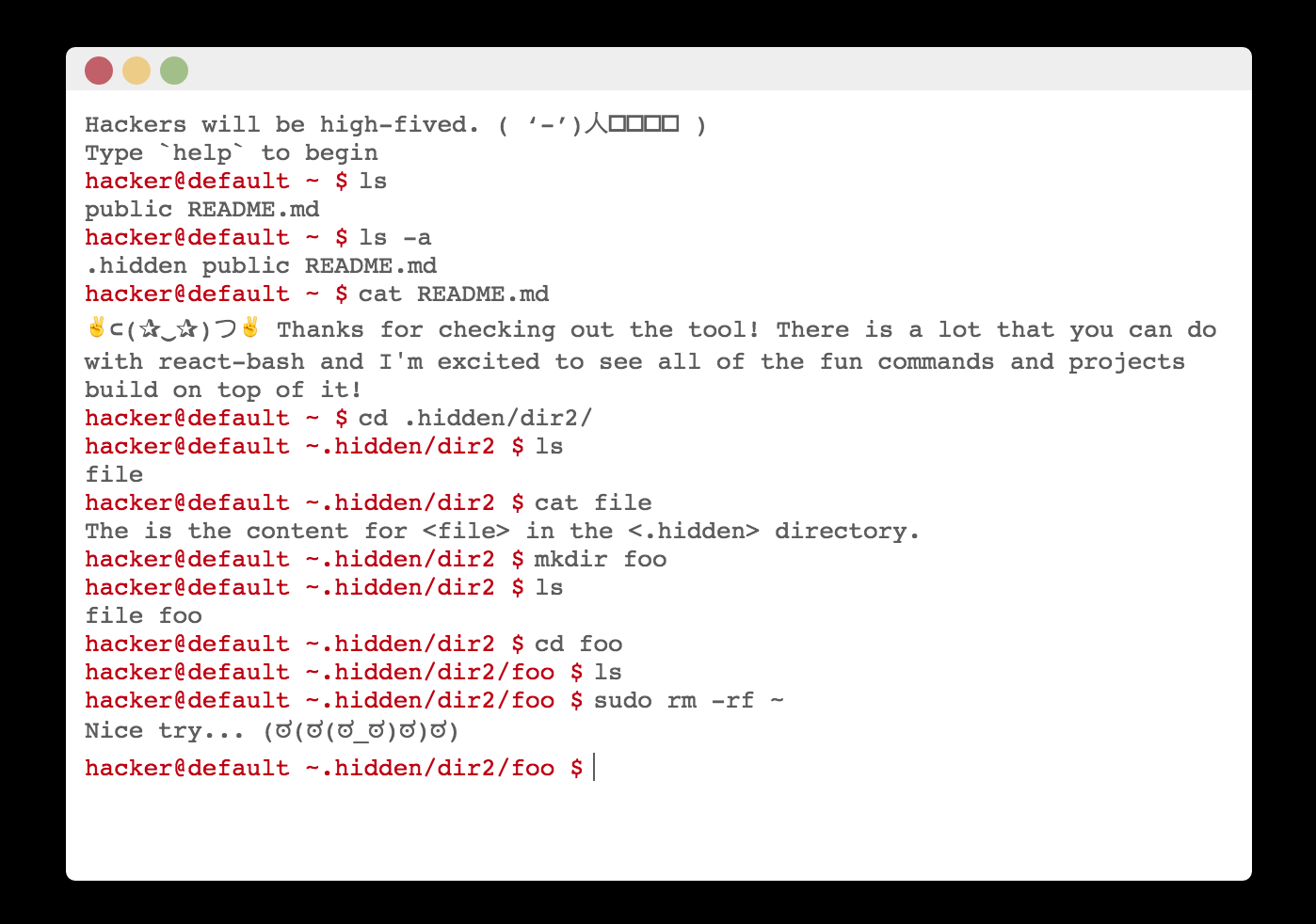 Configurable Extendable Bash Terminal Component For React ReactJs