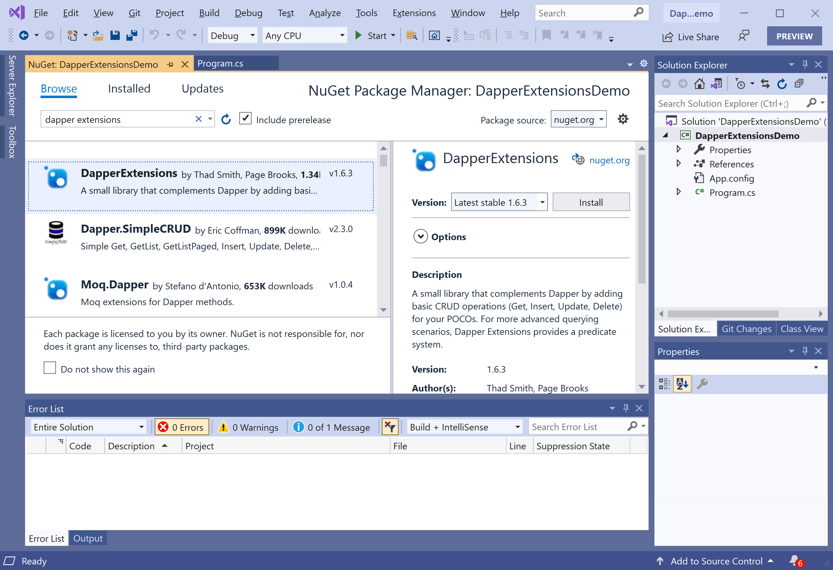Dapper Extensions Environment Setup dapperextensions Tutorial