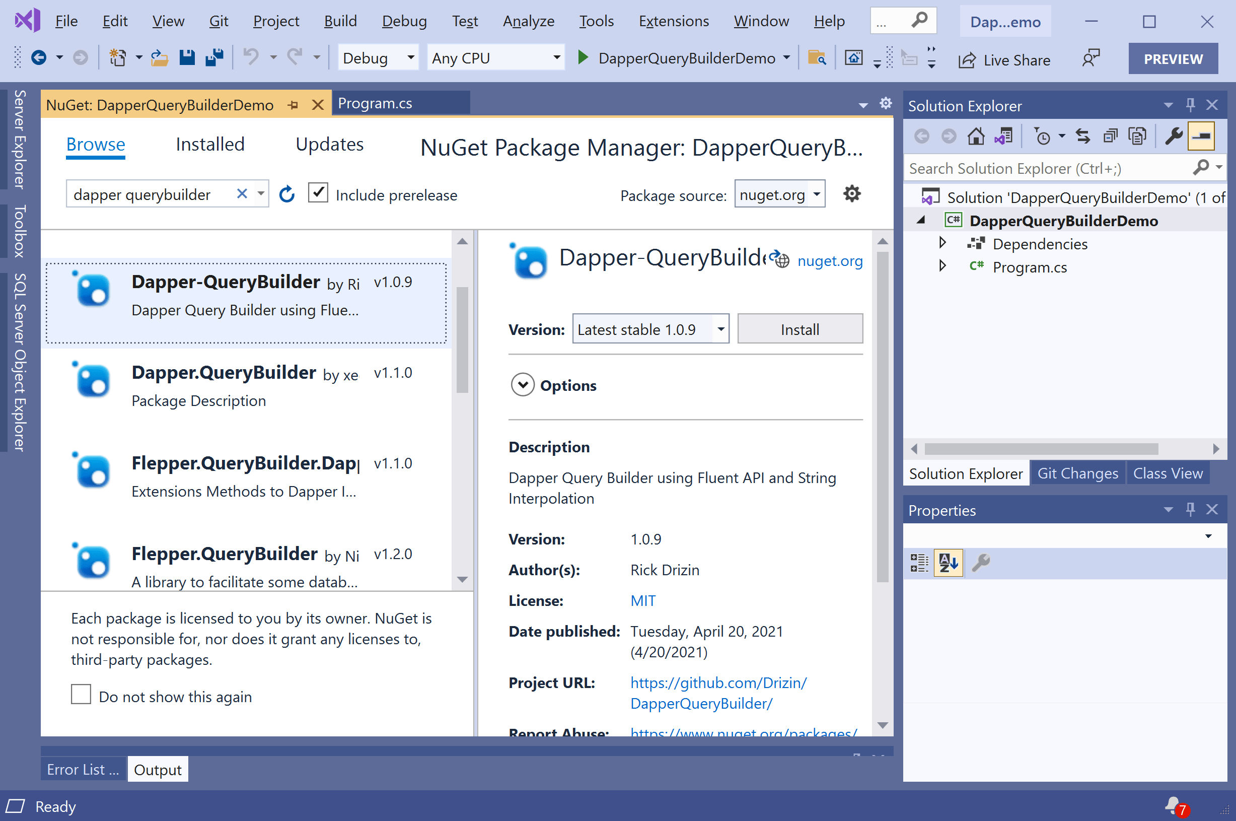 Dapper QueryBuilder Getting Started dapperquerybuilder Tutorial