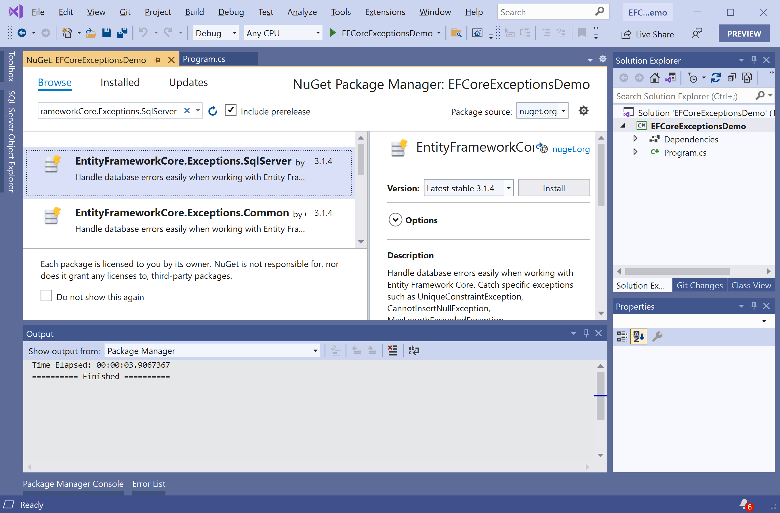 EF Core Exceptions Getting Started efcoreexceptions Tutorial