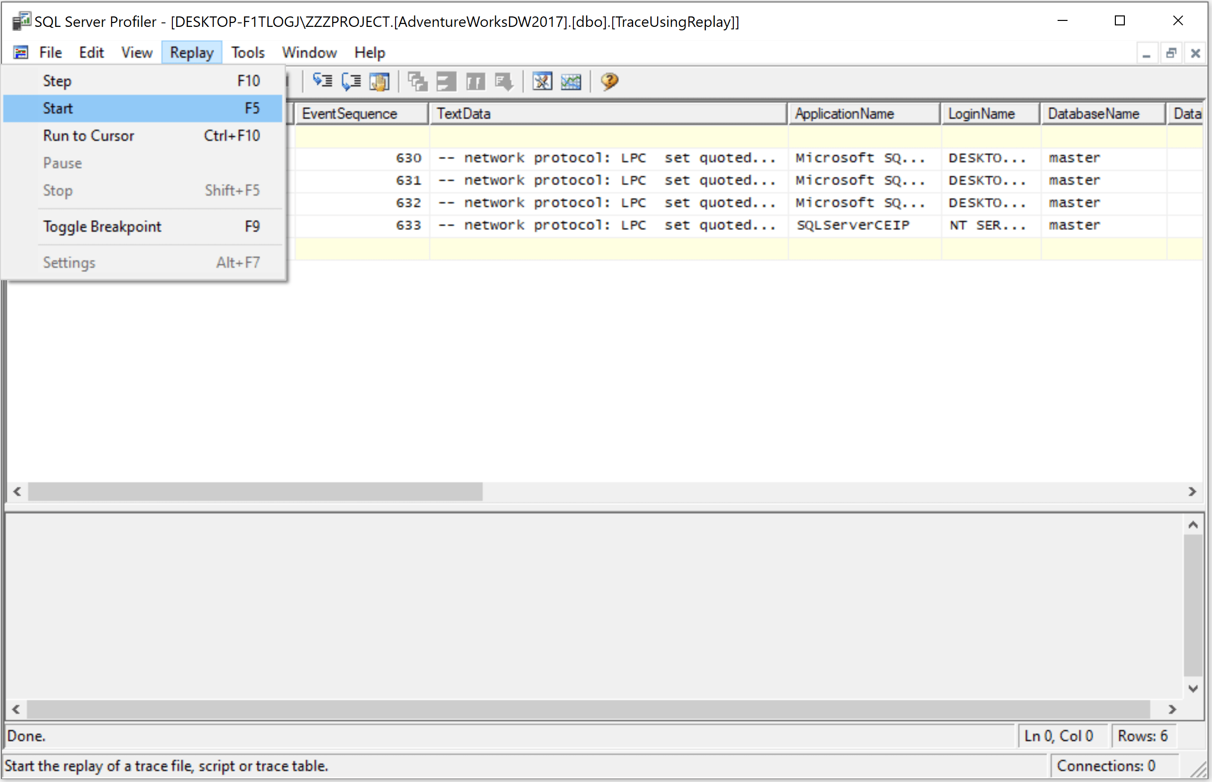 SQL Server Profiler Replay a Trace Table sqlserverprofiler Tutorial