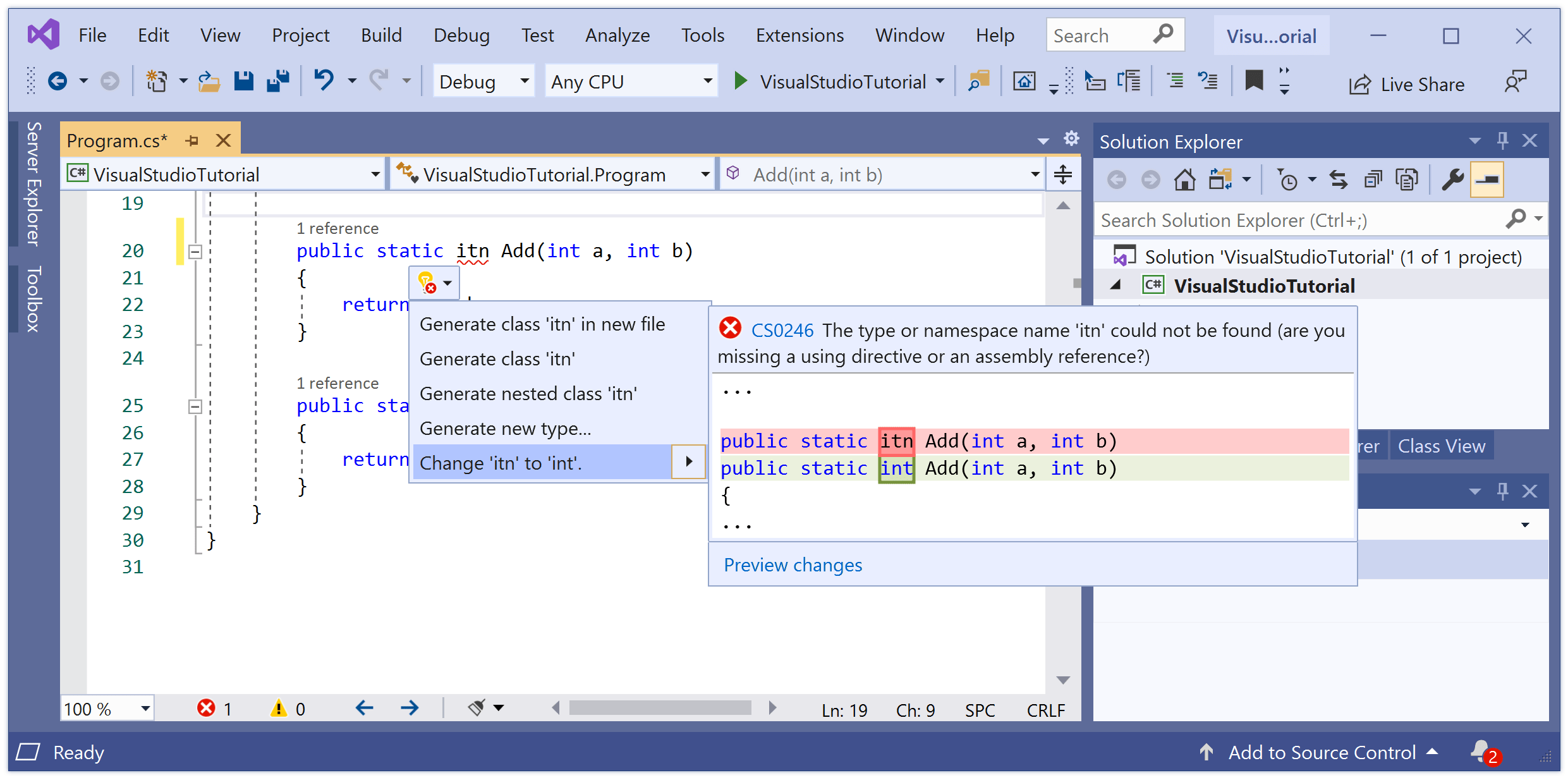 Visual Studio Quick Actions visualstudio Tutorial