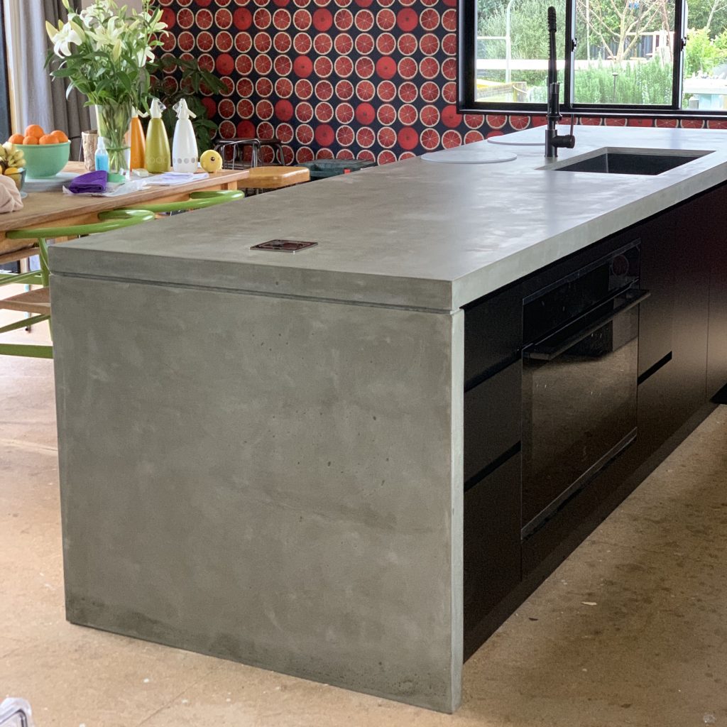 Kitchen Island with Waterfall Ends Private Client Raw Concrete Design