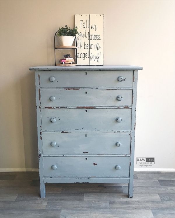 Antique Chippy Blue Dresser RAWHyde Furnishings