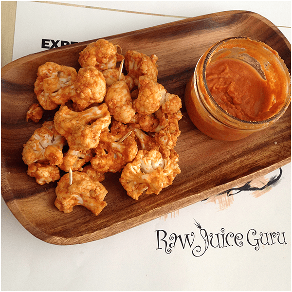 Cauliflower Buffalo Wings raw vegan food plant based organic