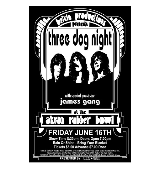 Three Dog Night 1972 Concert Poster Raw Sugar Art Studio