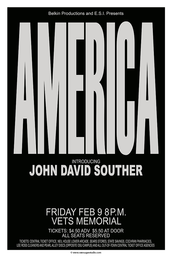 America 1973 Columbus Concert Raw Sugar Art Studio