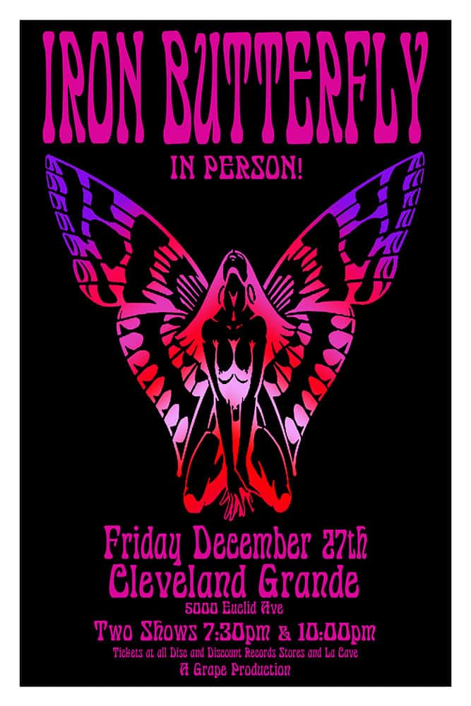 Iron Butterfly 1968 Concert Poster Raw Sugar Art Studio