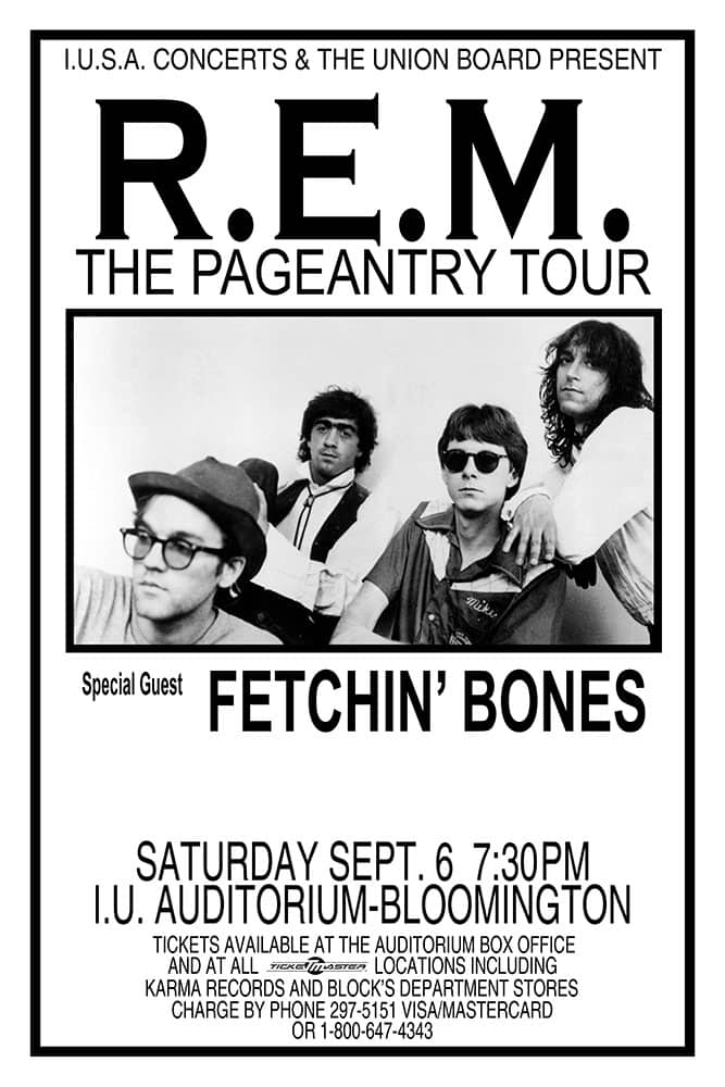 REM 1985 Concert Poster Raw Sugar Art Studio