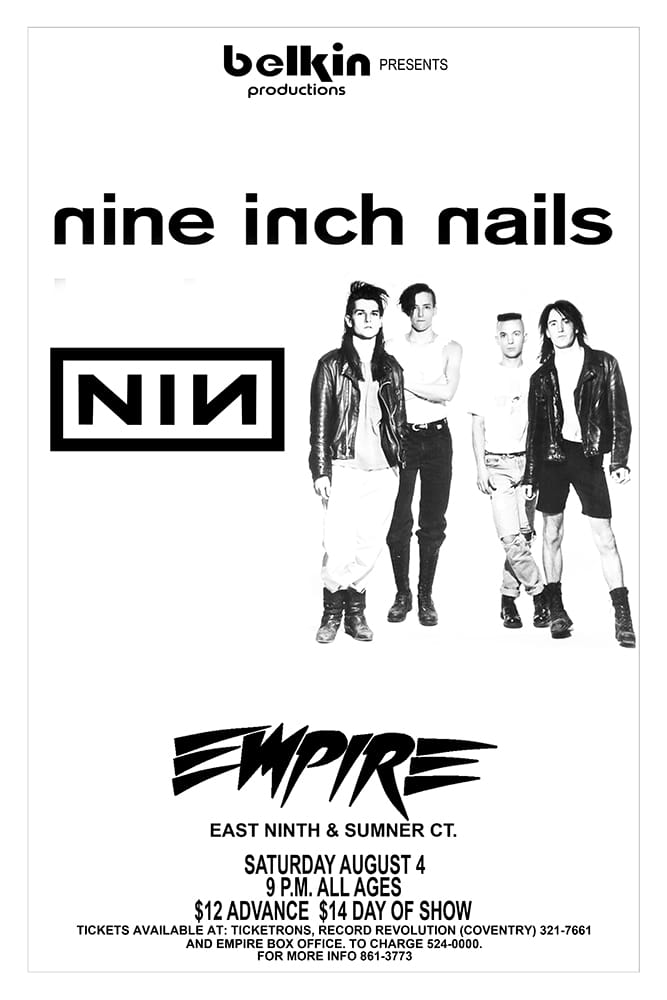 Nine Inch Nails 1990 Cleveland Concert Poster Raw Sugar Art Studio