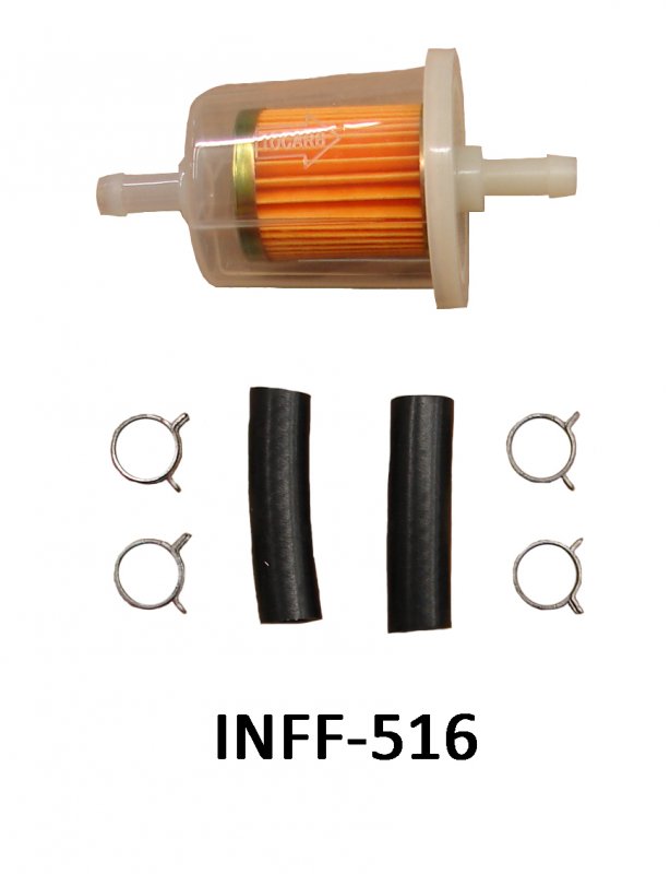 5/16″ Inline fuel filter with a clear plastic canister