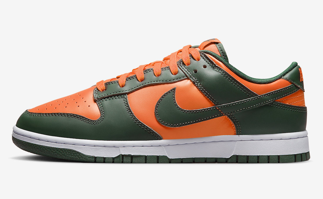 Green and Orange Outfit the Nike Dunk Low "Miami Hurricanes" This Fall
