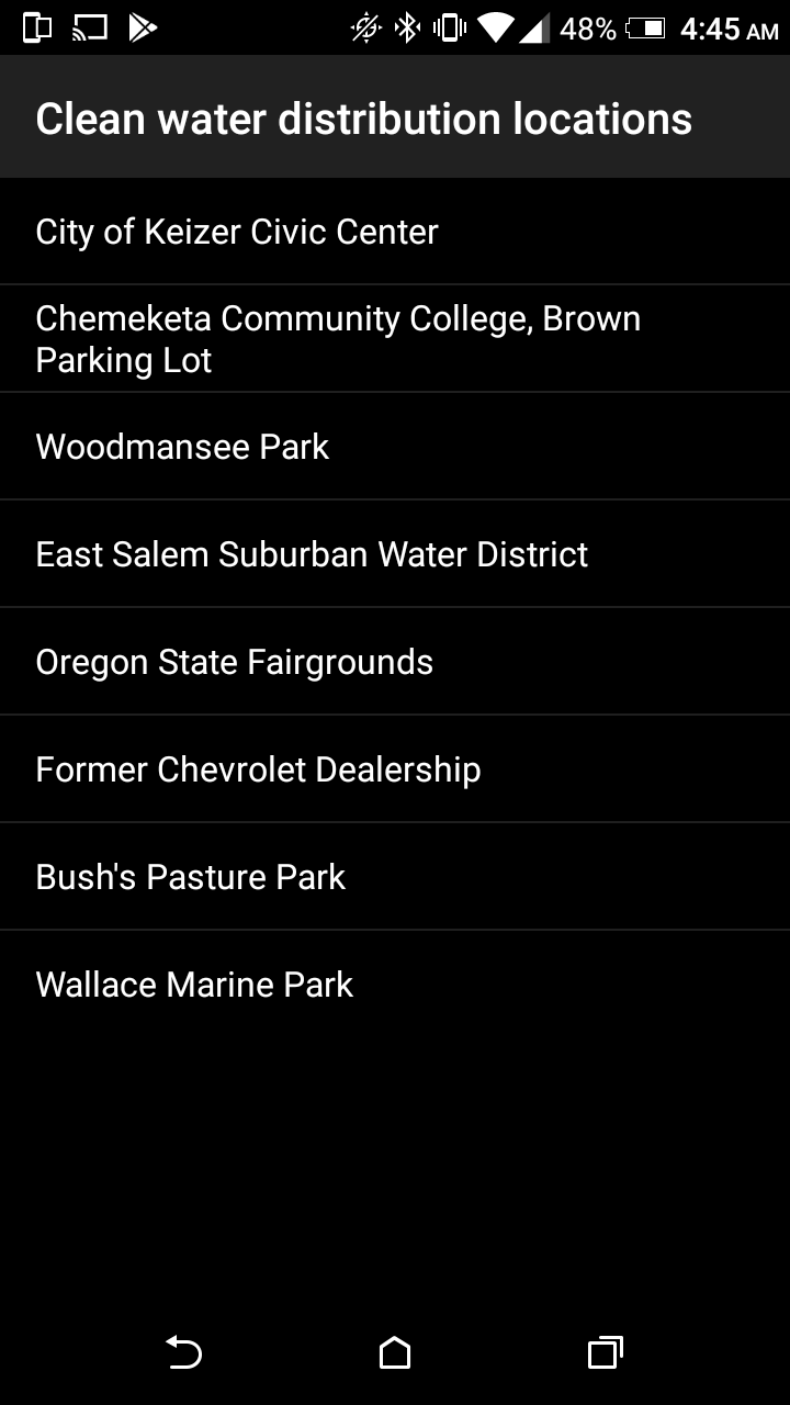 SALEM, OREGON WATER CRISIS ANDROID APP