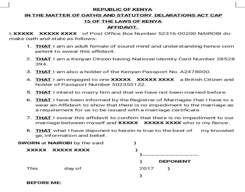 AFFIDAVIT TEMPLATESKENYA Rayness Analytica I Online Business Lawyers