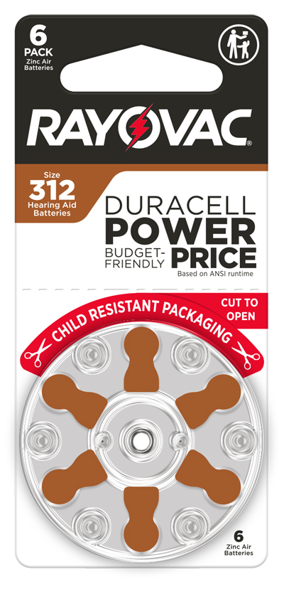 Size 312 Hearing Aid Batteries - Rayovac