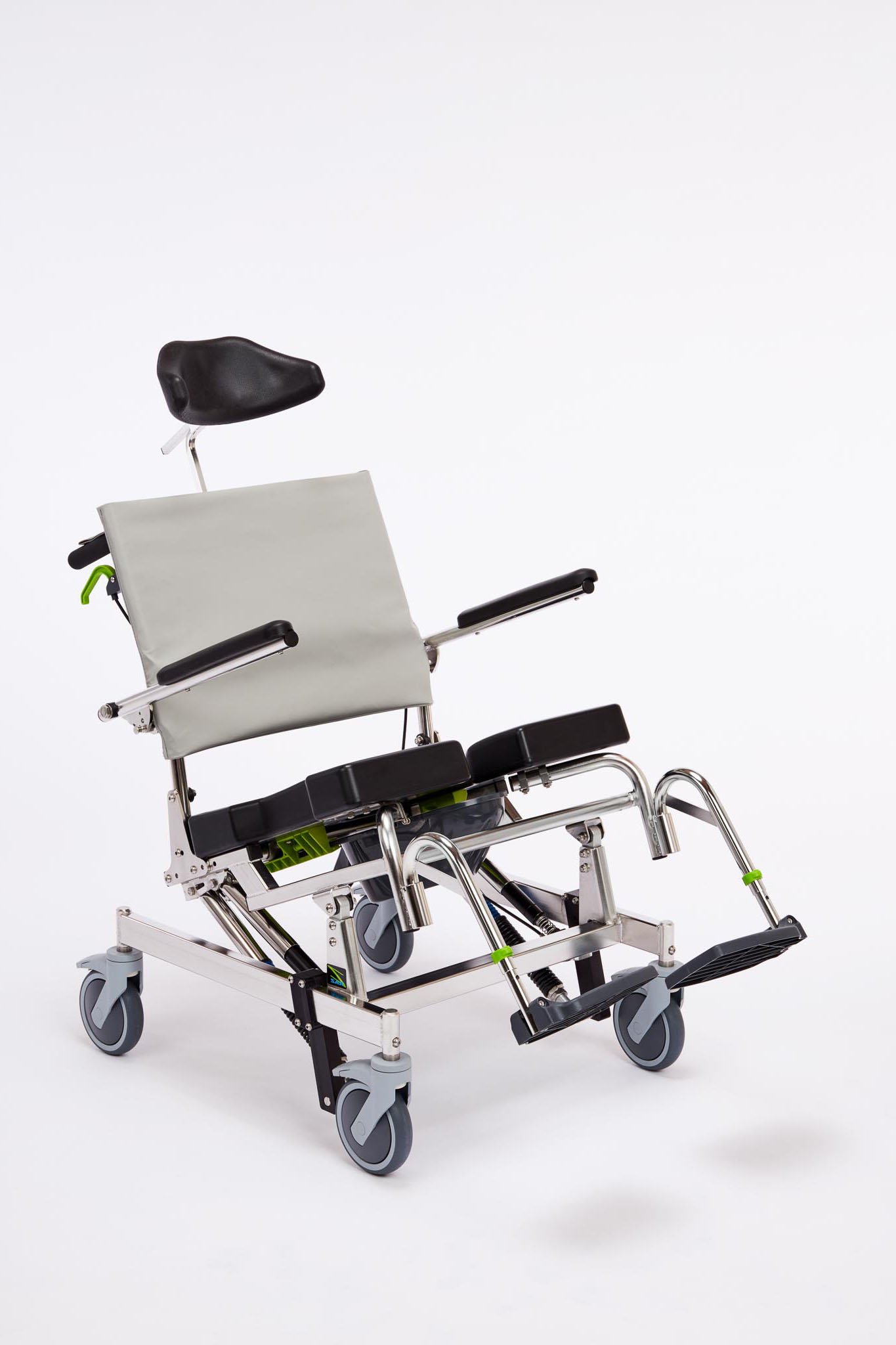 RAZAT600 (Attendant Tilt) Stainless Steel Mobile Shower Commode