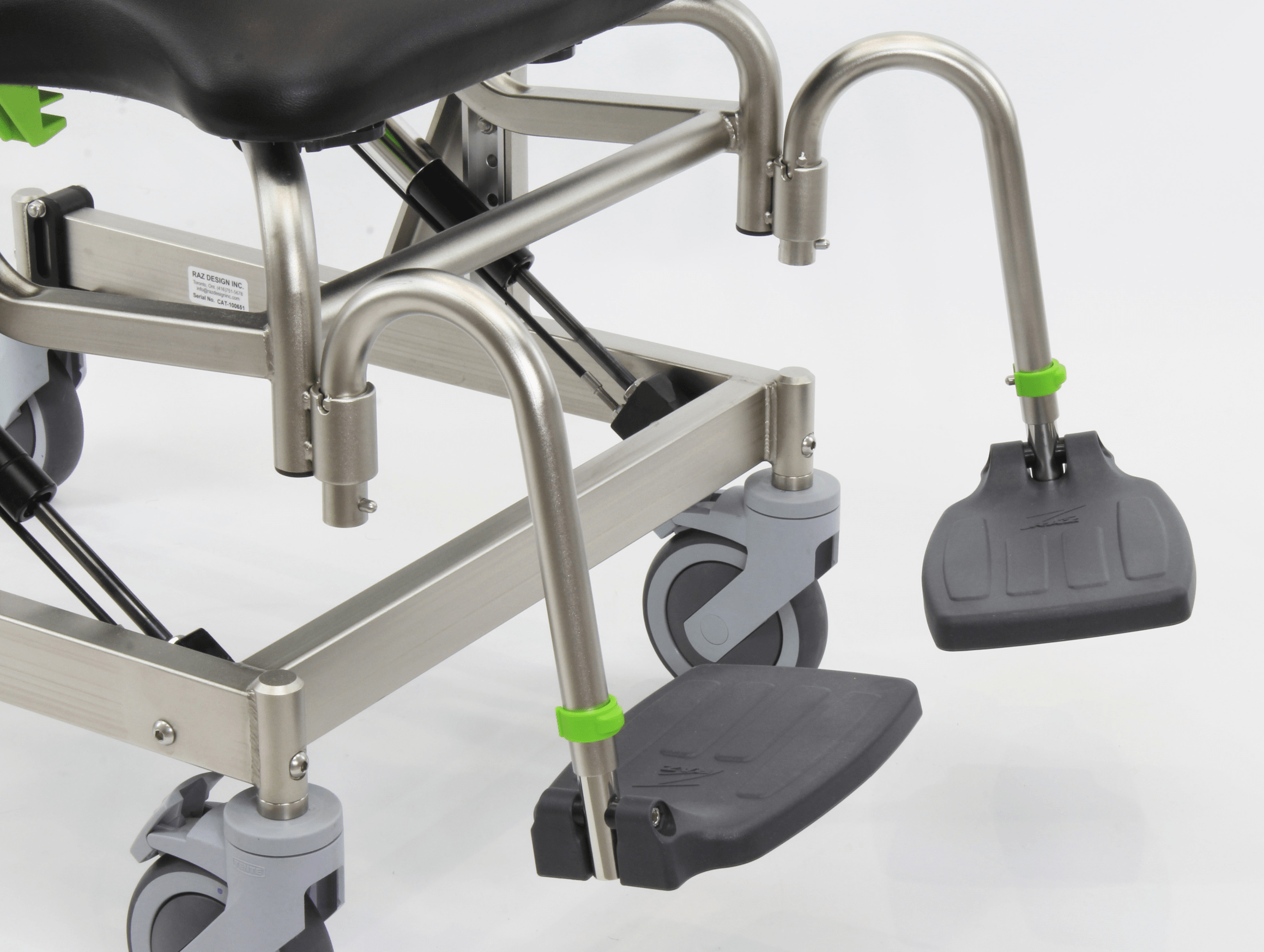 Locking Footrest Mobile Shower Commode Chairs Raz Design Inc.
