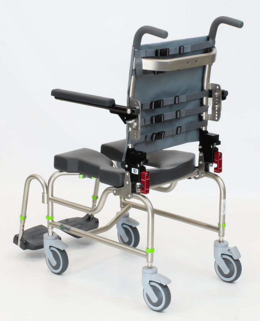 Dynamic Rocker Back on RazAP Mobile Shower Commode Chairs Raz Design Inc.