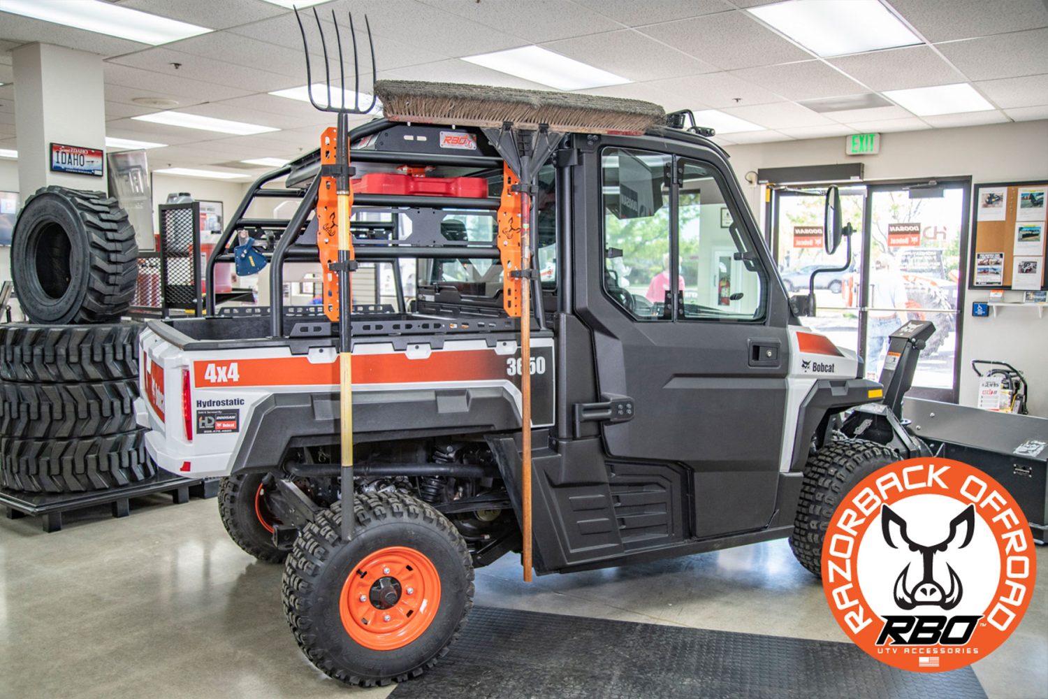 Razorback Offroad Bobcat UTV Rack with farming tools RazorBack Offroad™