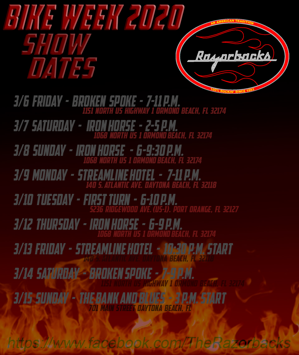 Razorbacks Band Schedule 2024 Razorbacks Music Where rockabilly rules... You Bet!