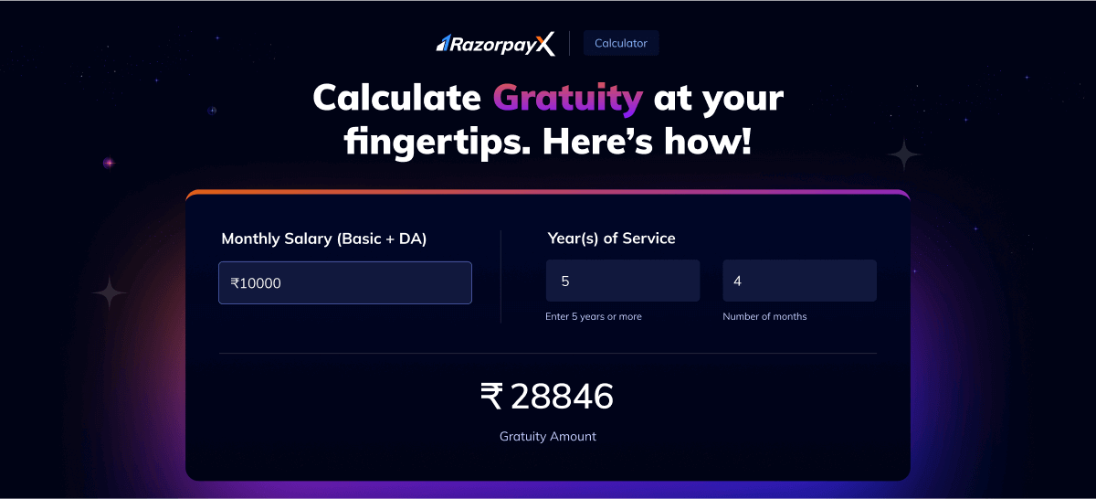 Gratuity Calculator Calculate Gratuity Online with RazorpayX