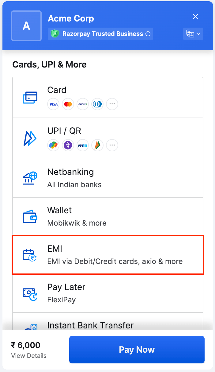 About Credit Card EMI Razorpay Docs