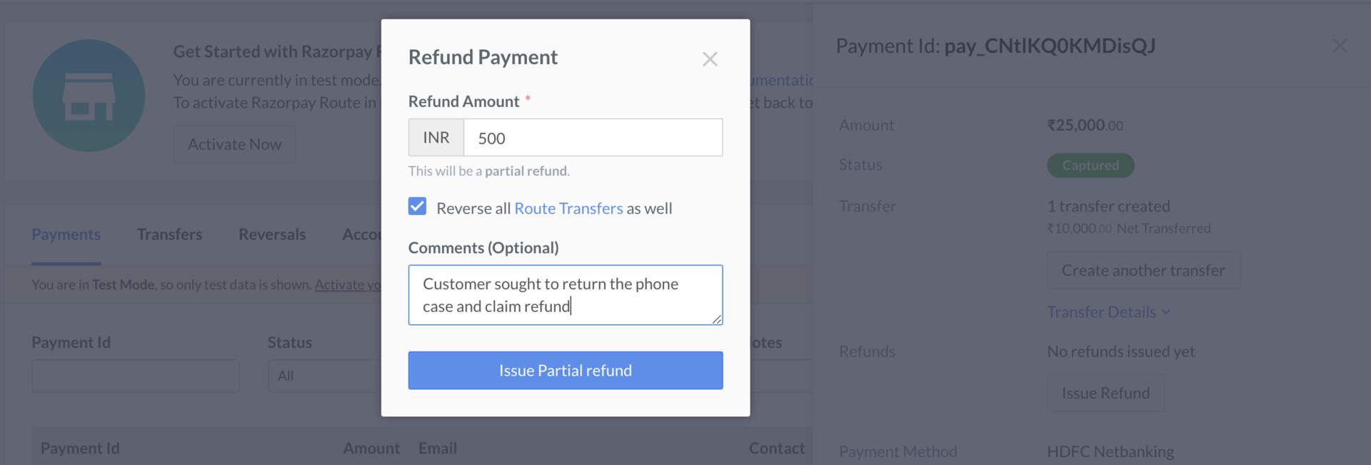 Refund to Customers Razorpay Docs