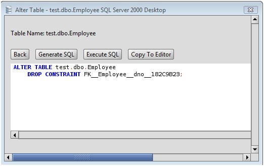 MS SQL Server Drop Foreign Key from a MS SQL Server Database Table via