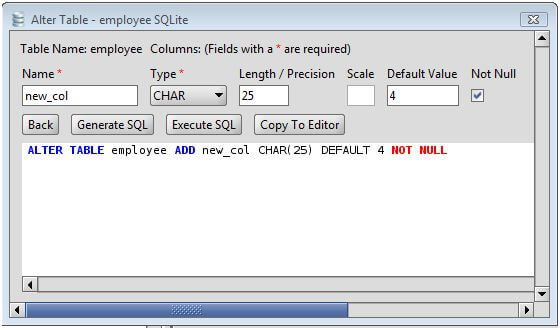 SQLite Add Column to SQLite Database Tables via the Alter Table Command