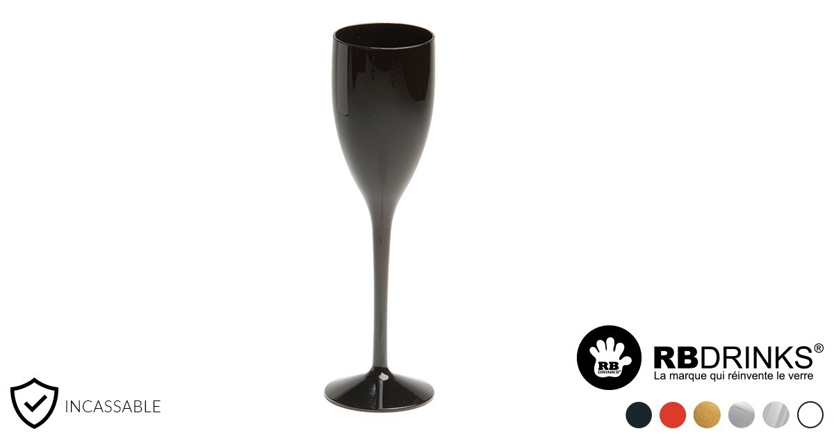 Flûte à champagne noire incassable et réutilisable RBDRINKS®