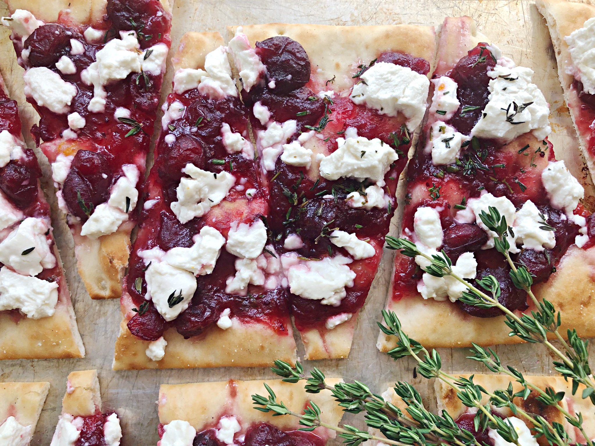 Goat Cheese and Cranberry Flatbread with Thyme