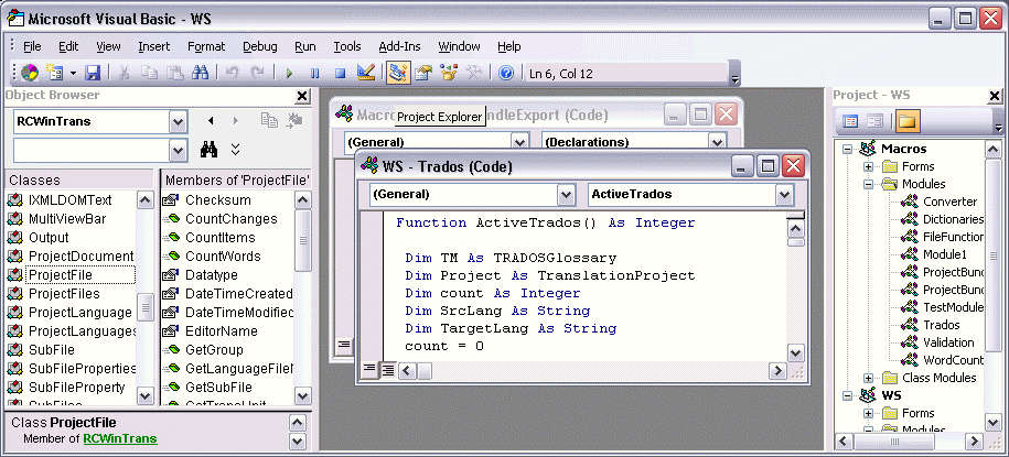Integration of Visual Basic for Applications