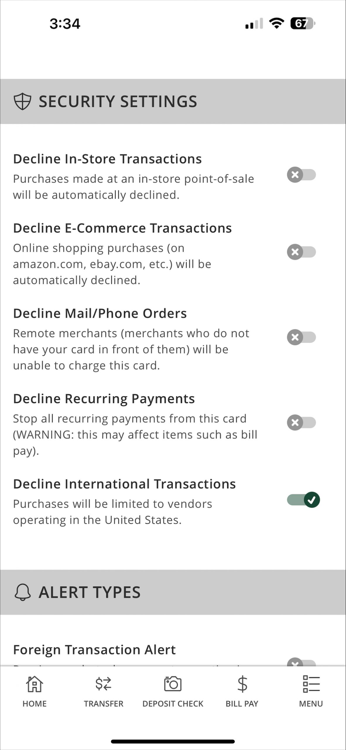 5. Security Settings RCB Bank